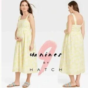 The Nines by HATCH Yellow and White Midi Dress
